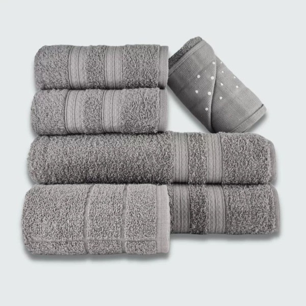 Encontraproduto.com.br - Jogo De Toalha 6 Pçs Gigante Felpuda Itália Soft 100% Algodão Cinza