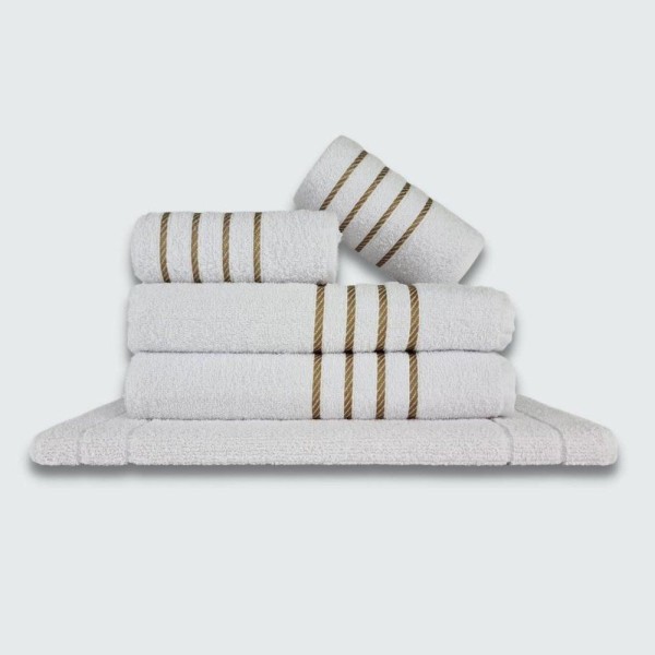 Encontraproduto.com.br - Jogo de Toalhas 10 pçs Coleção Dubai 100% Algodão Branco+Azul