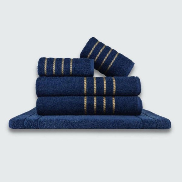 Encontraproduto.com.br - Jogo de Toalhas 10 pçs Coleção Dubai 100% Algodão Branco+Azul