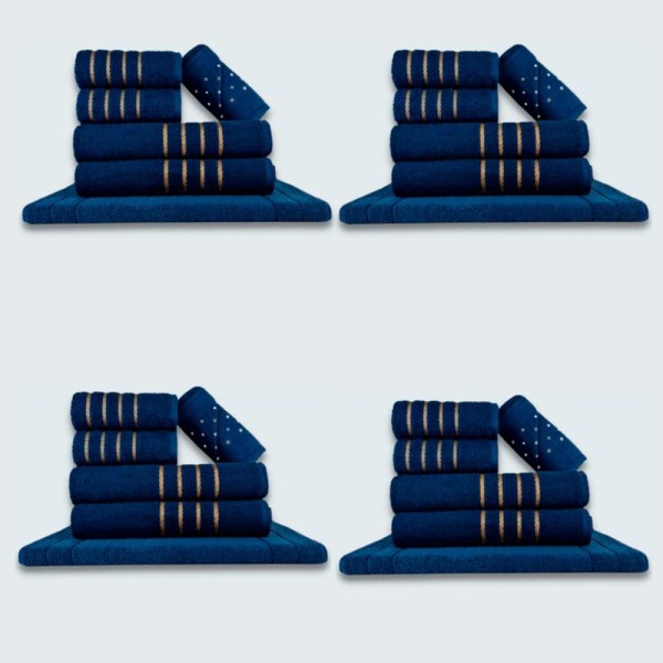Encontraproduto.com.br - Jogo de Toalhas 24 pçs Coleção Dubai 100% Algodão Azul