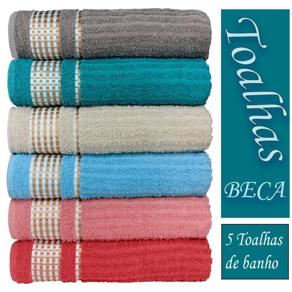 Kit 5 Toalhas De Banho - Gigante Banhão 70 X 140 Beca Alta Absorção