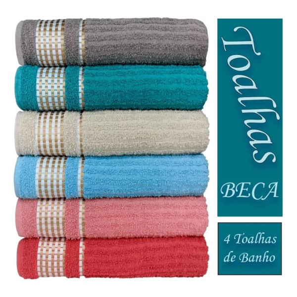 Encontraproduto.com.br - Kit 4 Toalhas De Banho - Gigante Banhão 70 X 140 Beca Alta Absorção
