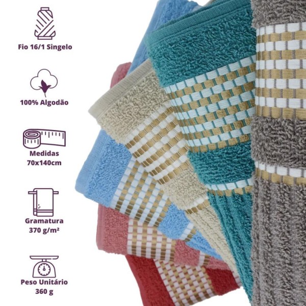 Encontraproduto.com.br - Kit 4 Toalhas De Banho - Gigante Banhão 70 X 140 Beca Alta Absorção