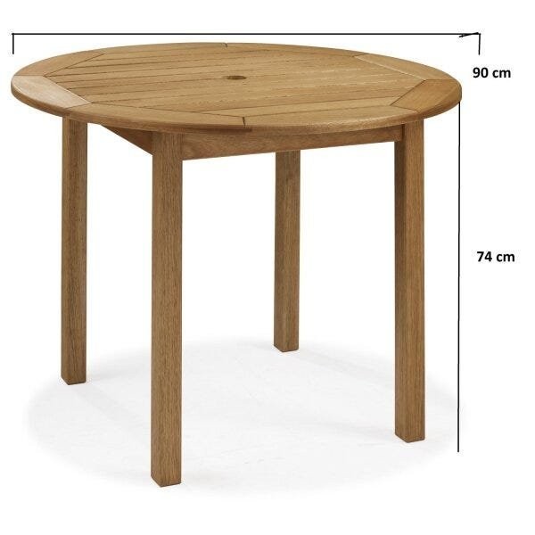 Encontraproduto.com.br - Mesa Redonda Export 90cm para Área Externa Eucalipto - Jatobá