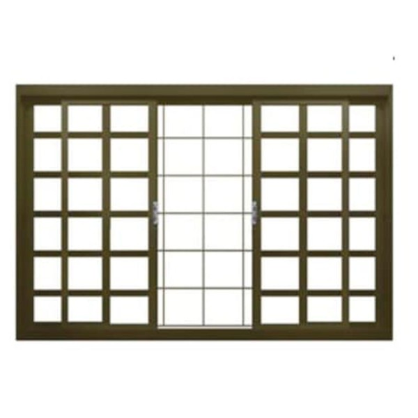 Janela de Correr Aço 6 Folhas com Grade Quadriculada 100x120x7,2cm Fortline Dhp Domarco