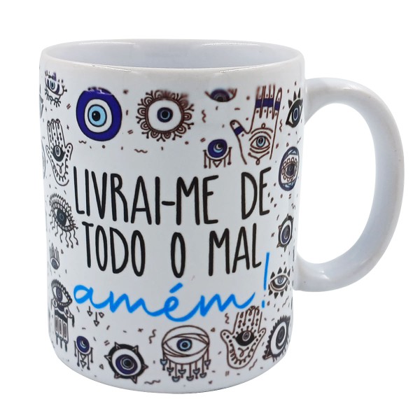 Encontraproduto.com.br - Caneca Olho Grego 325ml em Porcelana Mark Presentes