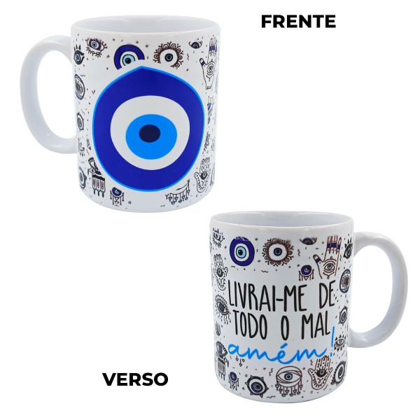 Encontraproduto.com.br - Caneca Olho Grego 325ml em Porcelana Mark Presentes