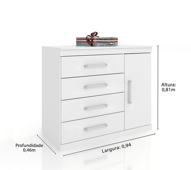 Encontraproduto.com.br - Cômoda Delta 1 Porta E 4 Gavetas -