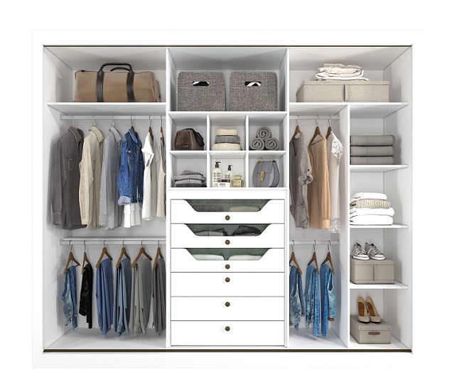 Encontraproduto.com.br - Guarda Roupa Casal Anhembi Com Espelho 3 Portas De Correr E 6 Gavetas -