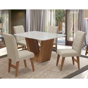 Conjunto Requinte De Mesa Para Sala De Jantar Com 4 Cadeiras -