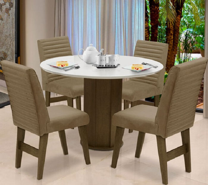 Conjunto De Mesa Para Sala De Jantar Com 4 Cadeira Turim-Dobue