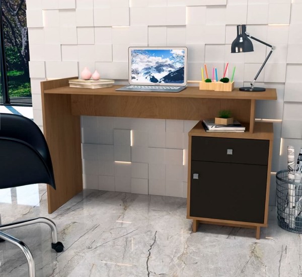 Encontraproduto.com.br - Escrivaninha Lisboa Com 1 Porta E 1 Gaveta -