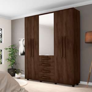 Guarda Roupa Casal Las Vegas Com Espelho 5 Portas 3 Gavetas -