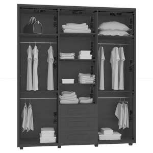 Encontraproduto.com.br - Guarda Roupa Casal Las Vegas Com Espelho 5 Portas 3 Gavetas -