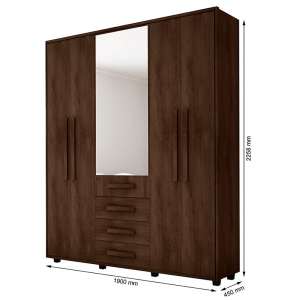 Encontraproduto.com.br - Guarda Roupa Casal Las Vegas Com Espelho 5 Portas 3 Gavetas -