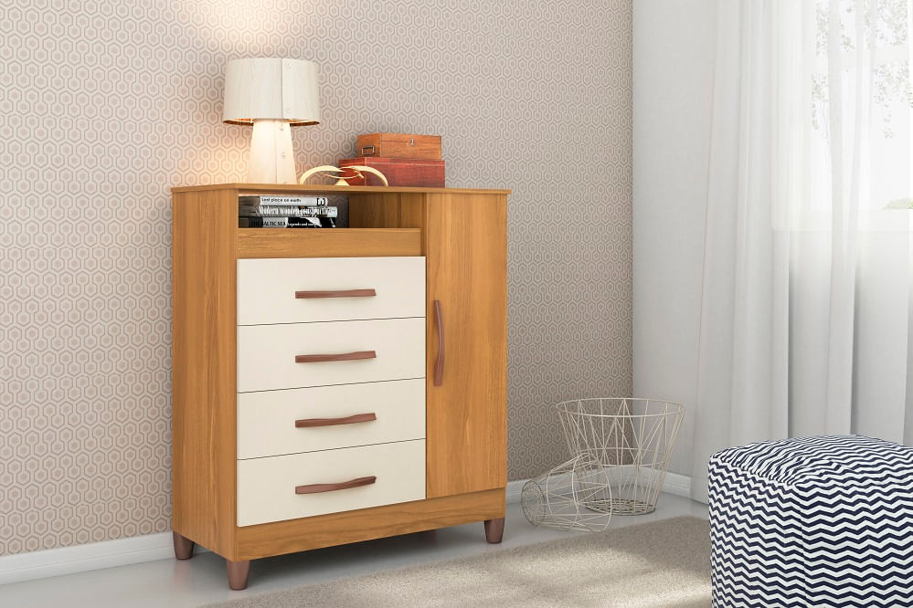 Encontraproduto.com.br - Cômoda Buritis 1 Porta E 4 Gavetas -