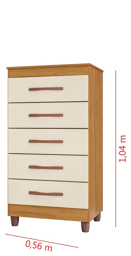 Encontraproduto.com.br - Cômoda Baraúna 5 Gavetas -