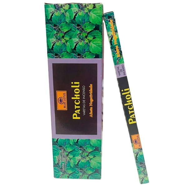Encontraproduto.com.br - Incenso De Patcholi Para Afastar Negatividade Blue Lotus Caixa Com 25 Pacotes (MP)