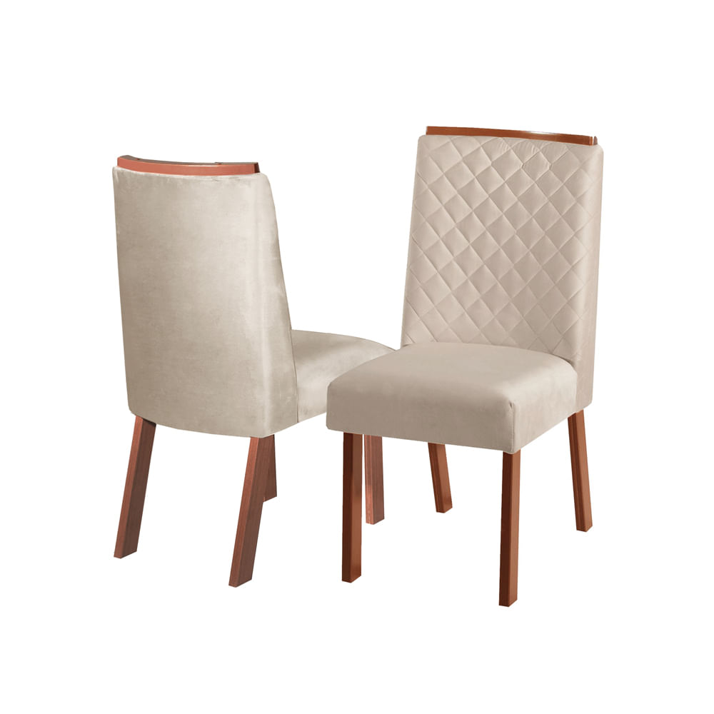 Conjunto Com 2 Cadeiras Vigor Veludo 3010 Marrom -