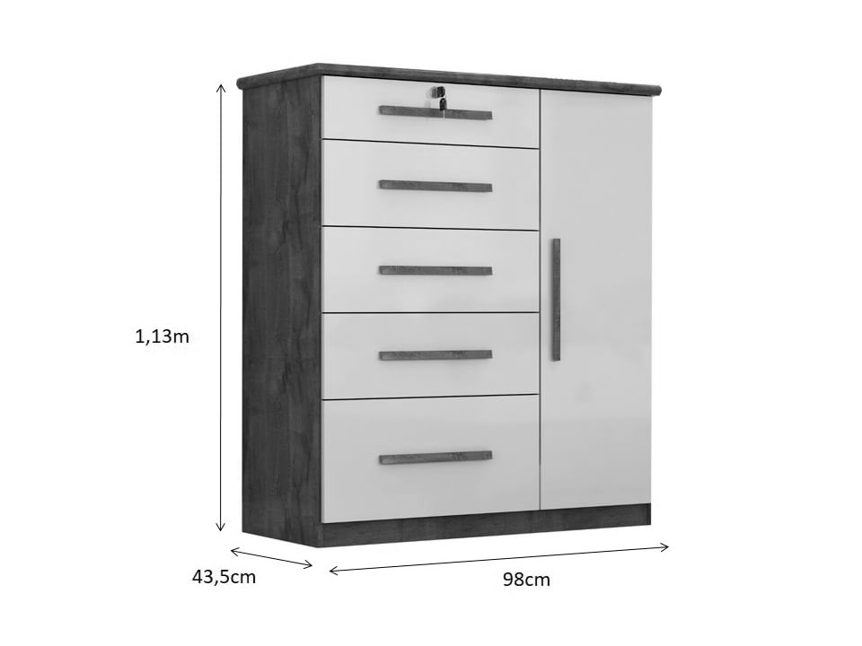 Encontraproduto.com.br - Cômoda Sapateira Caconde 1 Porta 5 Gavetas Com Chave -