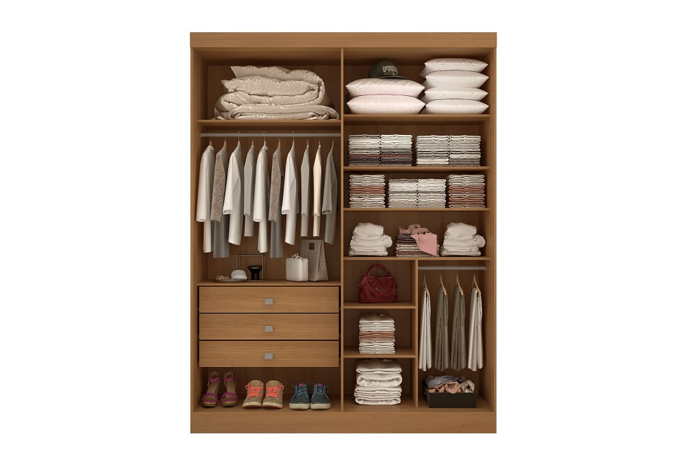 Encontraproduto.com.br - Guarda Roupa Solteiro Palmas 4 Portas E 3 Gavetas -