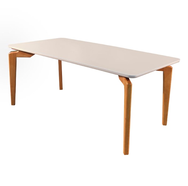 Mesa Retangular Horizonte Com Tampo E Mdf Laqueado Com Vidro 1,80m -