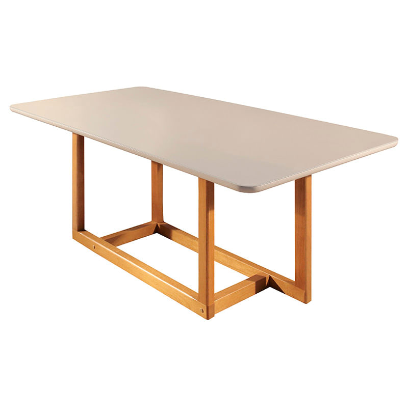 Mesa Retangular Viena Com Tampo E Mdf Laqueado Com Vidro 1,80m -