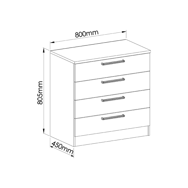 Encontraproduto.com.br - Módulo Inferior Empire 4 Gavetas 80cm -