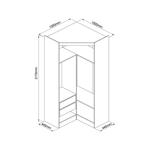 Encontraproduto.com.br - Módulo Closet Gava 2 Portas E 2 Gavetas 1,00m -