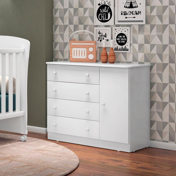 Cômoda Infantil 256191 Com 1 Porta E 4 Gavetas -