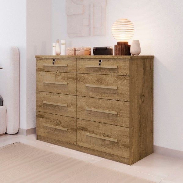 Cômoda Fortim 8 Gavetas Com Chave -