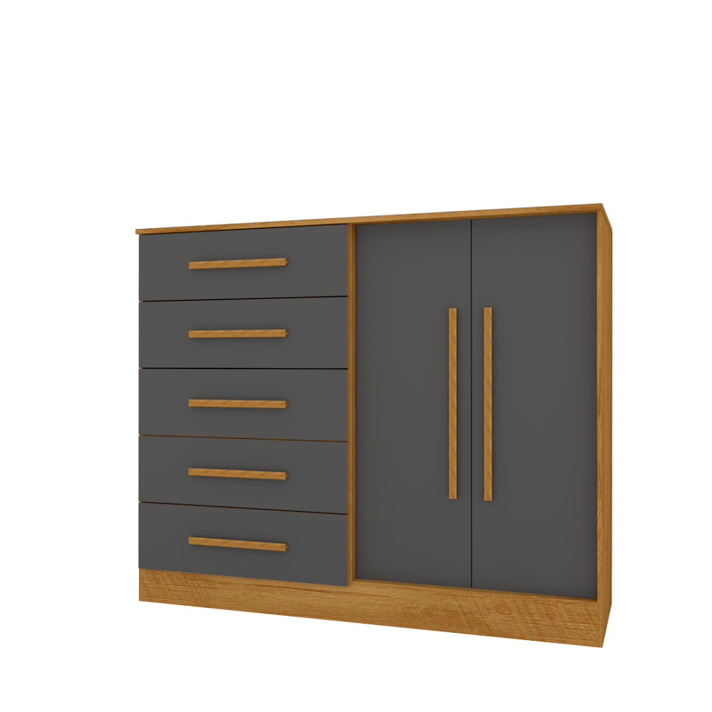 Encontraproduto.com.br - Cômoda Sapateira Jauru 2 Portas E 5 Gavetas -