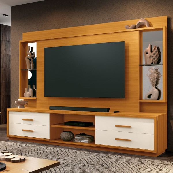 Encontraproduto.com.br - Home Neriah Para Tvs De Até 75 Polegadas Com 4 Gavetas E Rodízios -