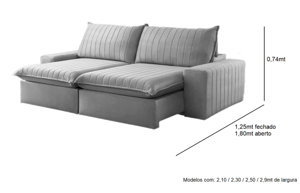 Encontraproduto.com.br - Sofá 2 Lugares Retrátil E Reclinável Aurora Com Revestimento Em Veludo 2,30m -