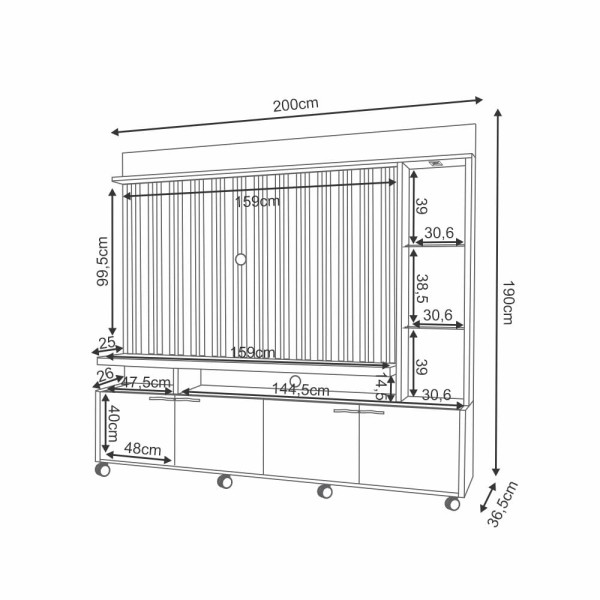 Encontraproduto.com.br - Home Birman Para Tvs De Até 60 Polegadas Com 4 Portas -