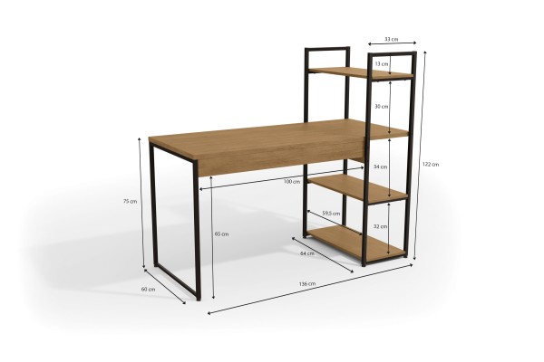 Encontraproduto.com.br - Mesa Office 16 Com 3 Prateleiras -