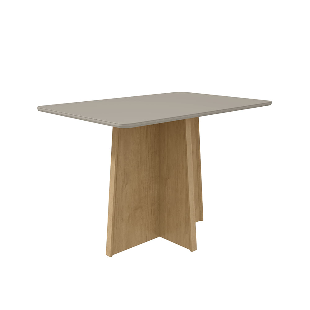 Mesa Retangular Celebrare Tampo De Madeira Com Vidro Off White 1,20m -