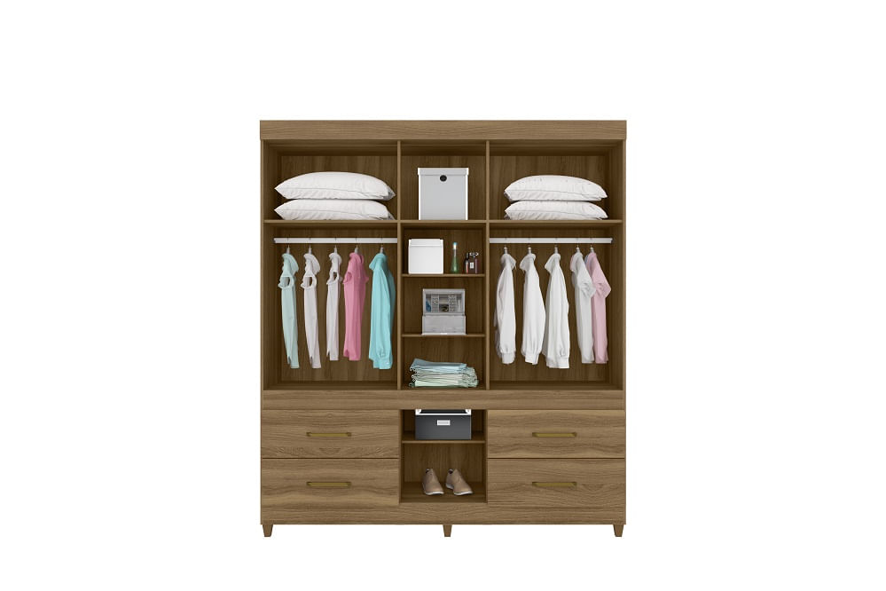 Encontraproduto.com.br - Guarda Roupa Belém Casal Com Espelho 6 Portas 4 E Gavetas -