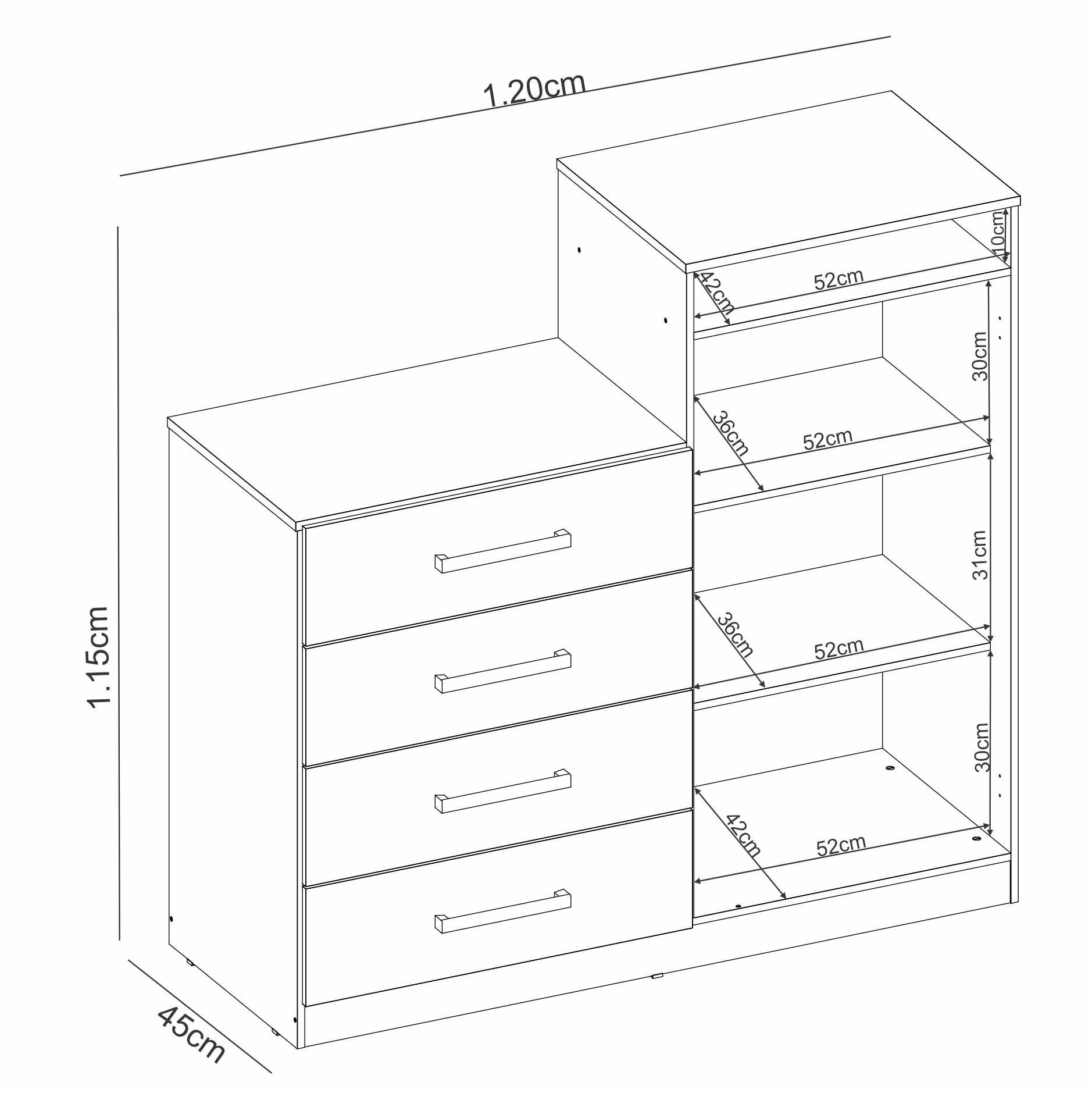 Encontraproduto.com.br - Cômoda Bagé Multiuso 2 Portas E 4 Gavetas -