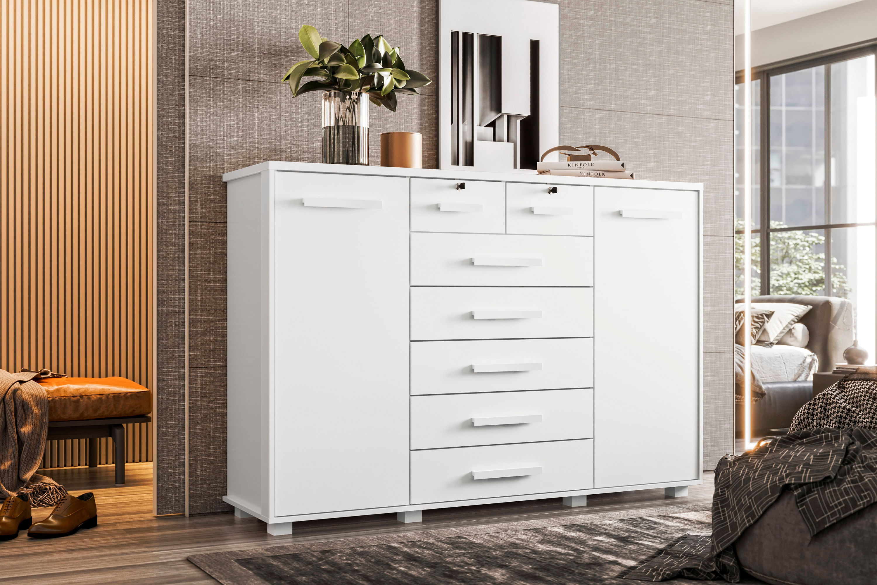 Encontraproduto.com.br - Cômoda Taquari 2 Porta E 7 Gavetas -