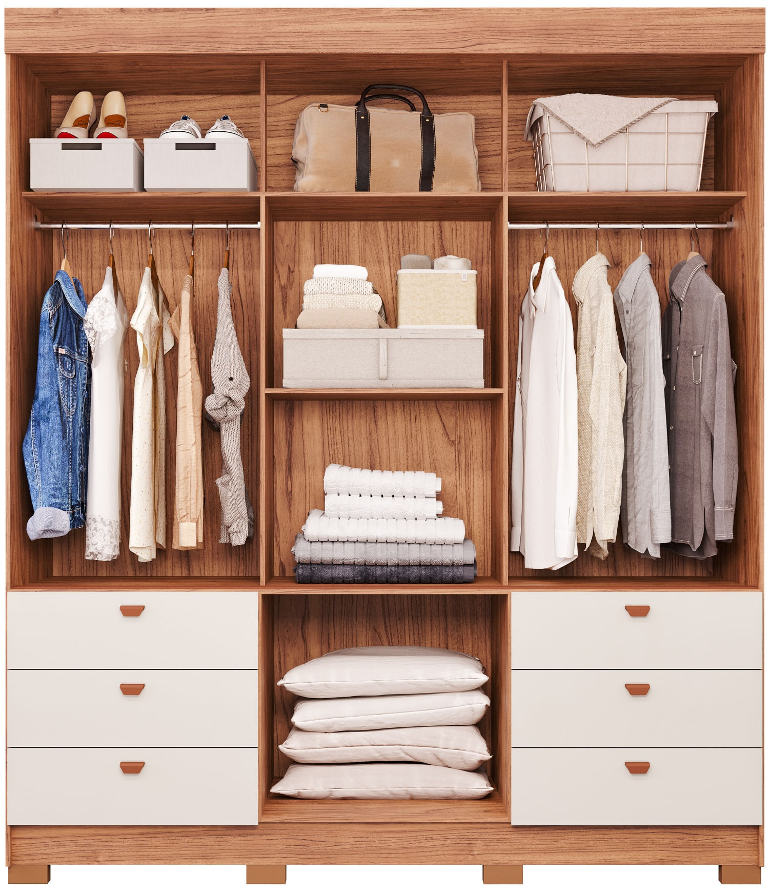 Encontraproduto.com.br - Guarda Roupa Casal Itabuna Com Espelho 5 Portas E 6 Gavetas -