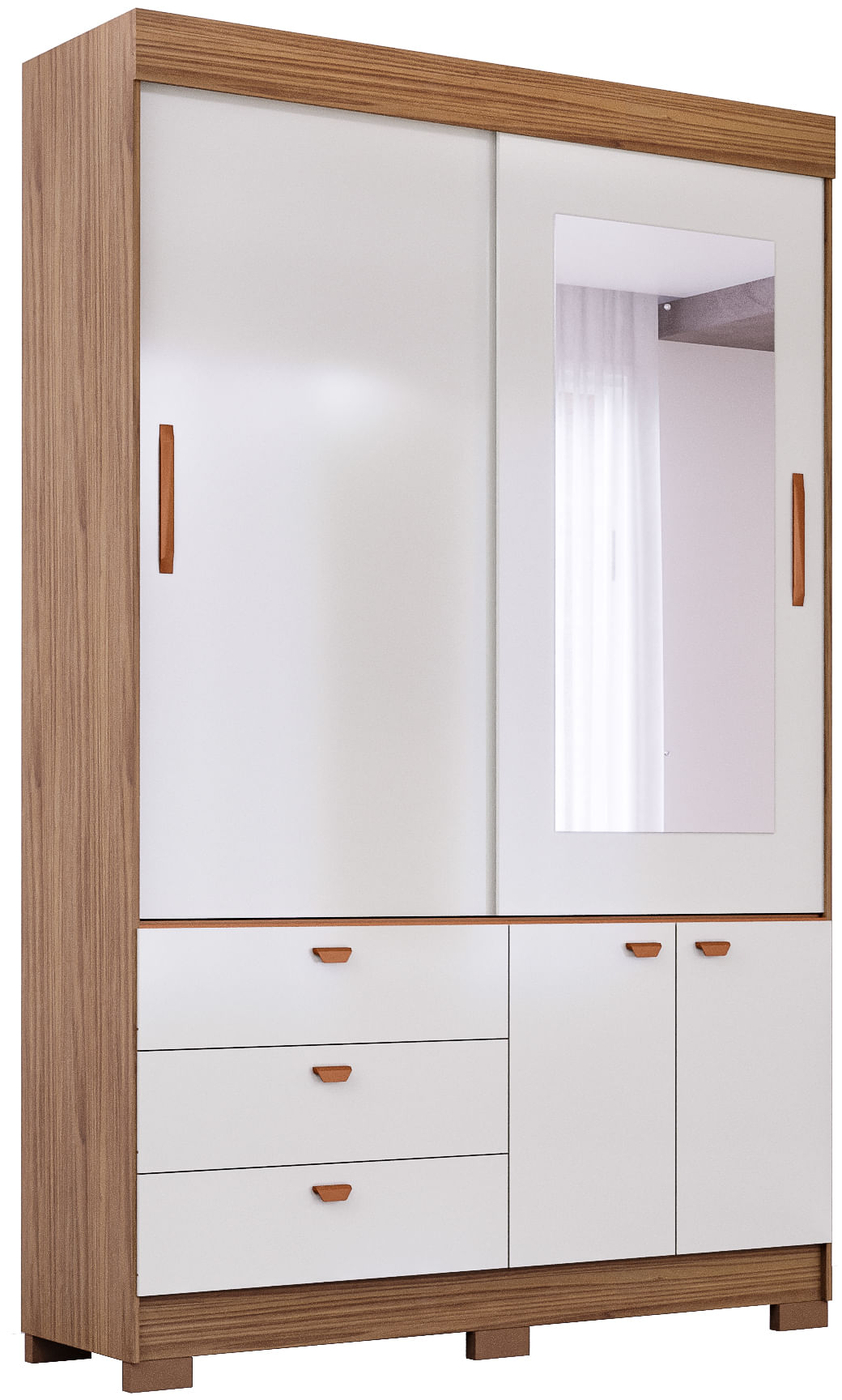 Encontraproduto.com.br - Guarda Roupa Casal Itabuna Com Espelho 4 Portas E 3 Gavetas -