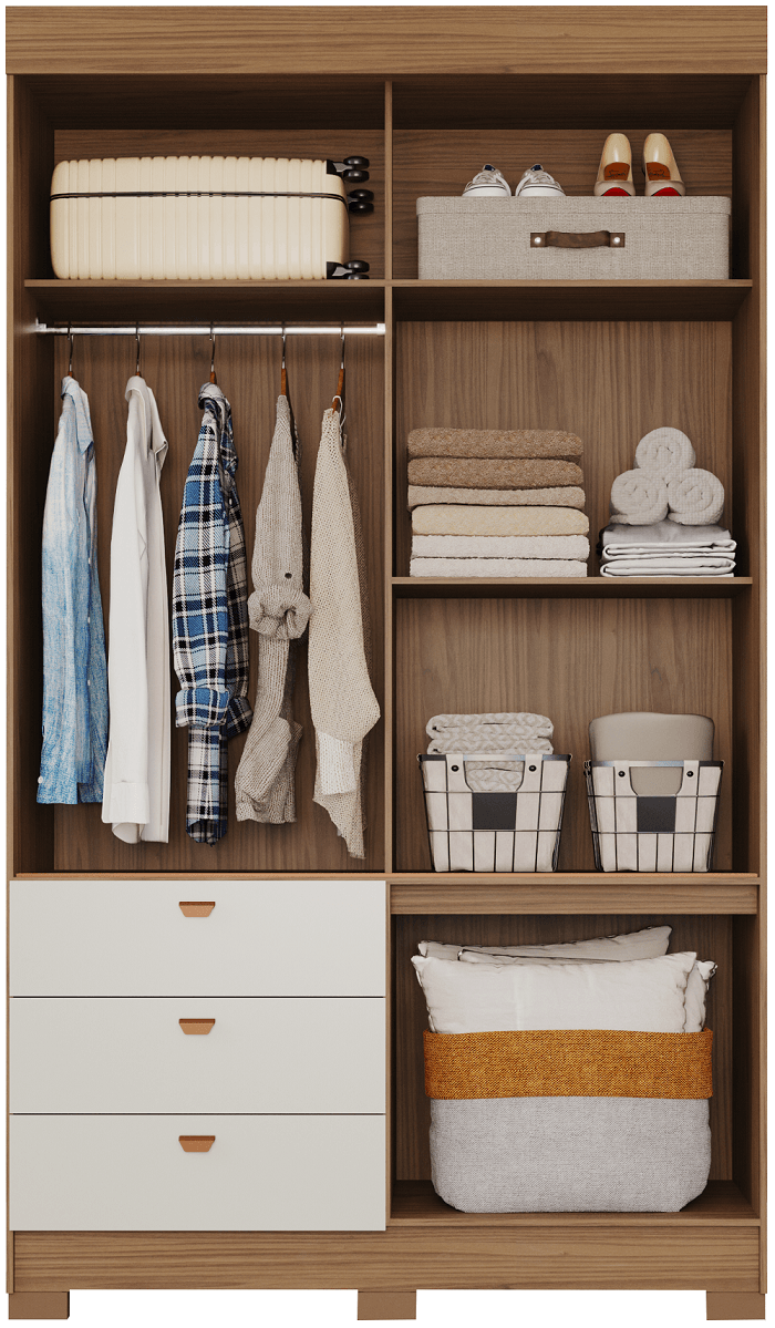 Encontraproduto.com.br - Guarda Roupa Casal Itabuna Com Espelho 4 Portas E 3 Gavetas -