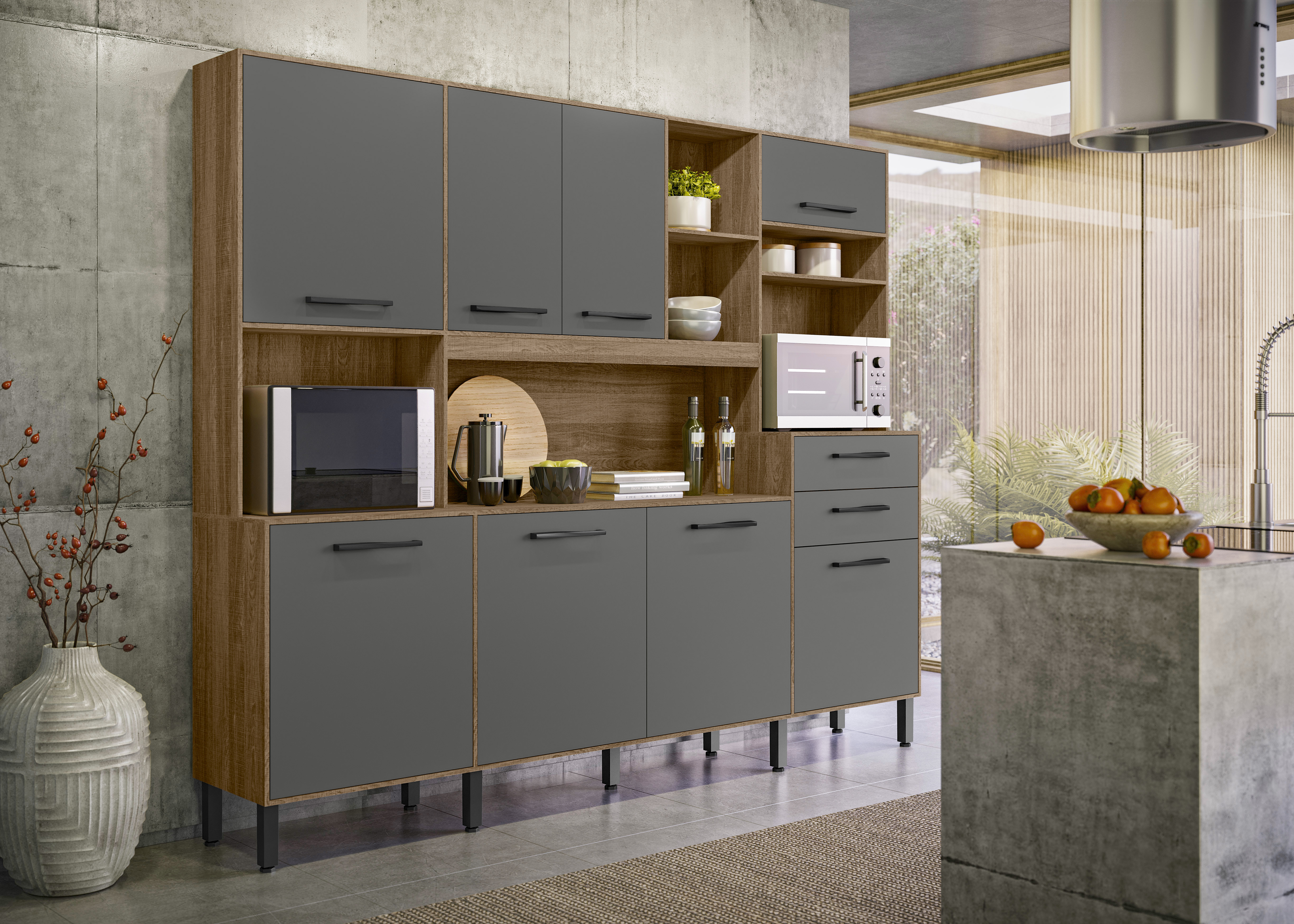 Cozinha Compacta Cameron 8 Portas E 2 Gavetas -