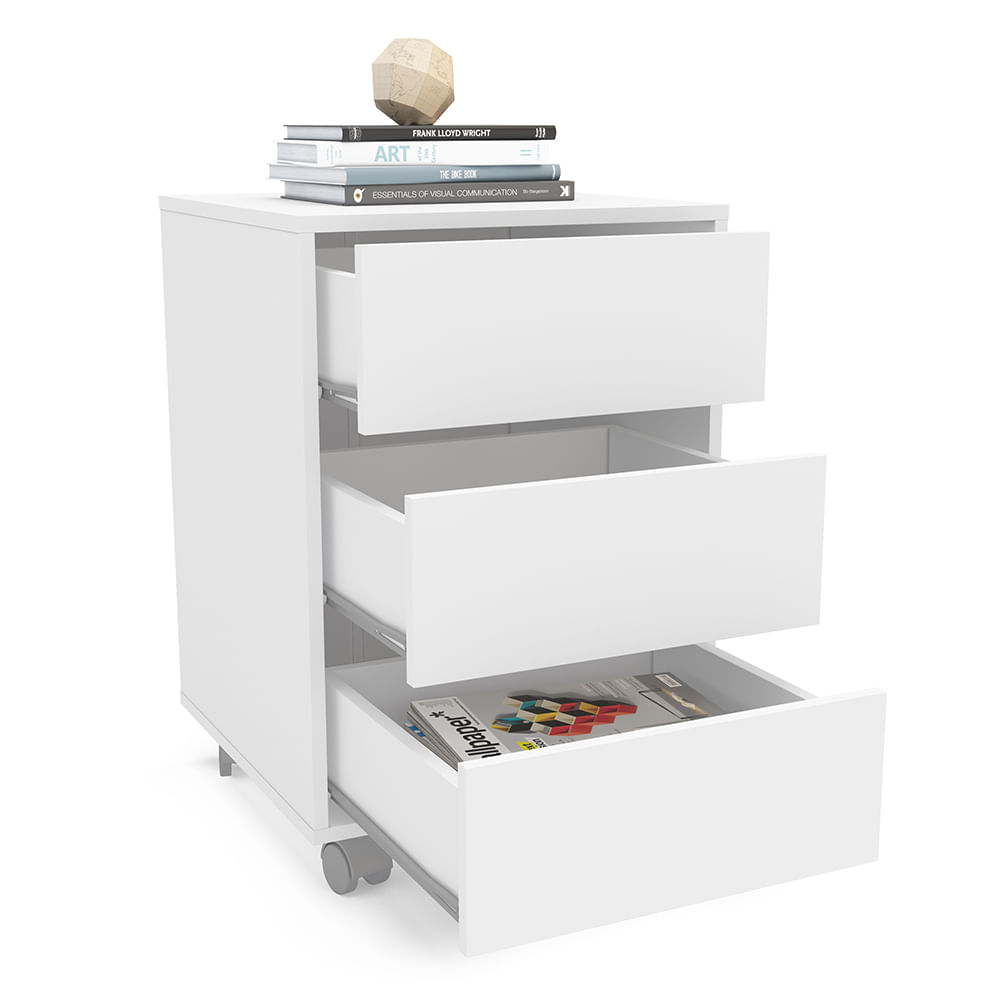 Encontraproduto.com.br - Gaveteiro Agen 3 Gavetas Com Rodízios 45cm -