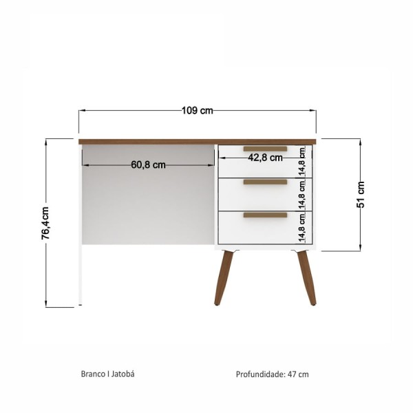 Encontraproduto.com.br - Escrivavinha Office 11 Com 3 Gavetas 1,09m -