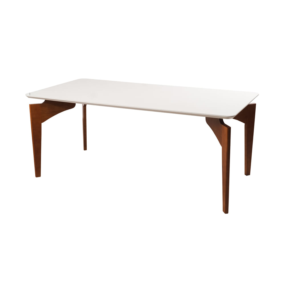Mesa Retangular Turim Com Vidro Off White 1,60m -