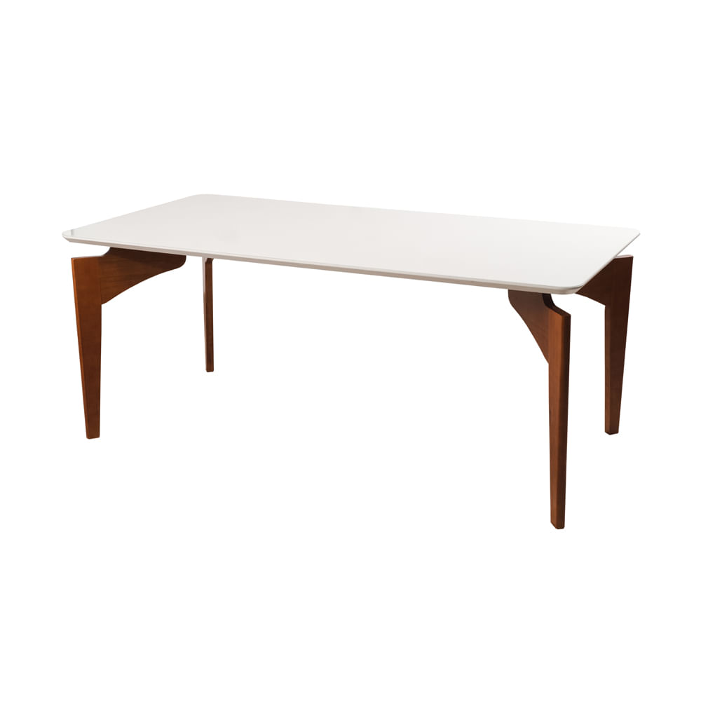 Mesa Retangular Turim Com Vidro Off White 1,80m -