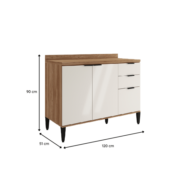 Encontraproduto.com.br - Balcão Alpha Com Tampo 3 Portas E 2 Gavetas -