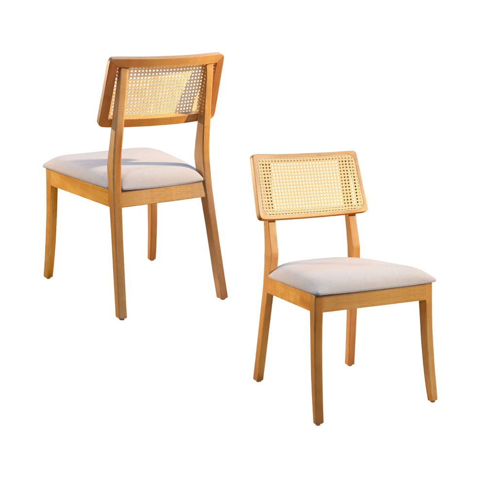 Conjunto Com 2 Cadeiras Firenze Ratam Linho 2015 Bege -
